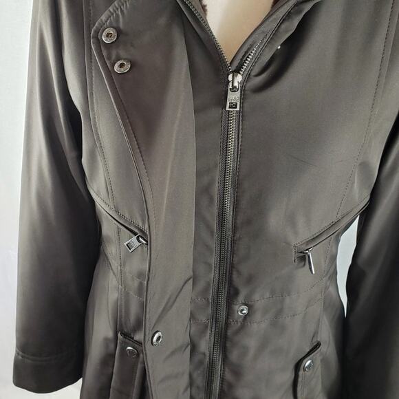 Andrew Marc Jacket Women XS Brown Anorak w/ Faux Fur Water Resistant Long Length - Picture 6 of 15